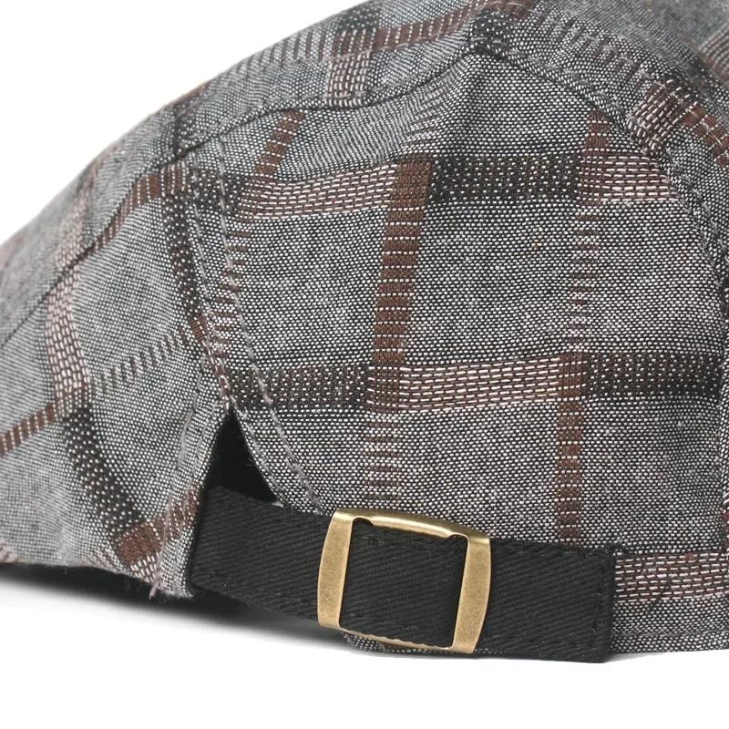 2025 New Arrival Men's Spring/Summer British Vintage Stylish Checkered Casual Painter Hat & Women's Beret Dad Visor Cap