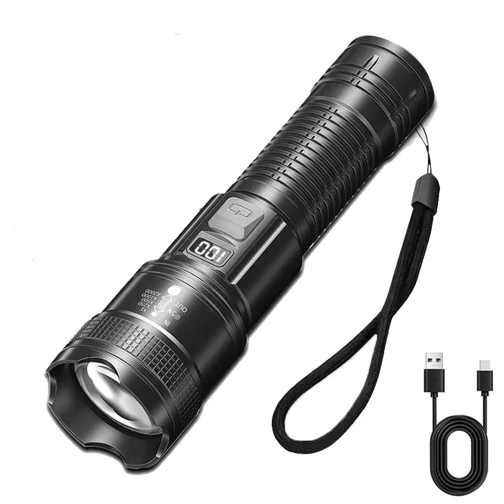 100000 LM Super Bright Flashlight LED Long Range USB Rechargeable Tactical Torch Outdoor Waterproof Camping Fishing Lantern