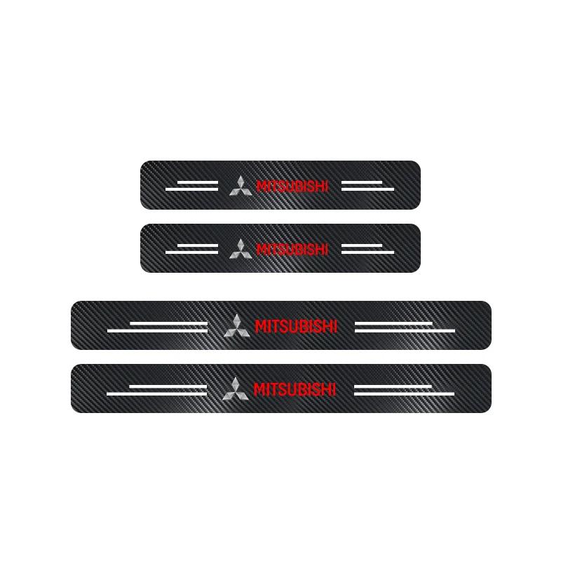 Carbon Fiber Leather Car Styling Door Trunk Threshold Protector Sticker For Mitsubishi Pajero Sport Outlander ASX Eclipse
