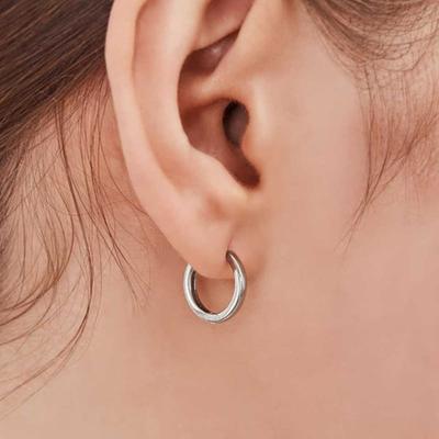 GEIGER Jewelry Silver 925 Simple Basic One-Touch Ring Earrings GISVEE139