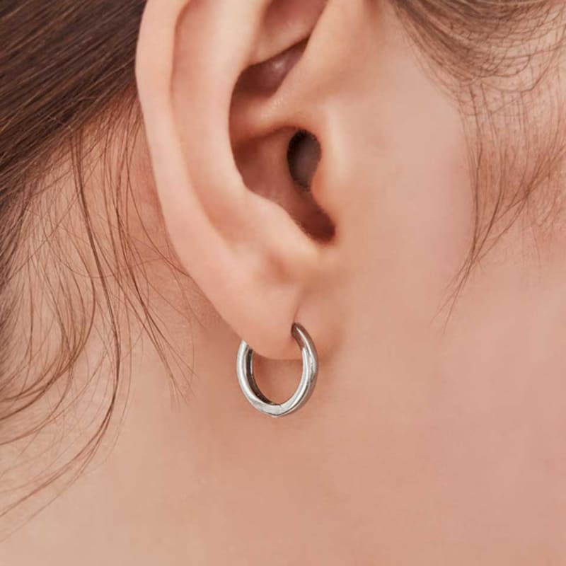 GEIGER Jewelry Silver 925 Simple Basic One-Touch Ring Earrings GISVEE139