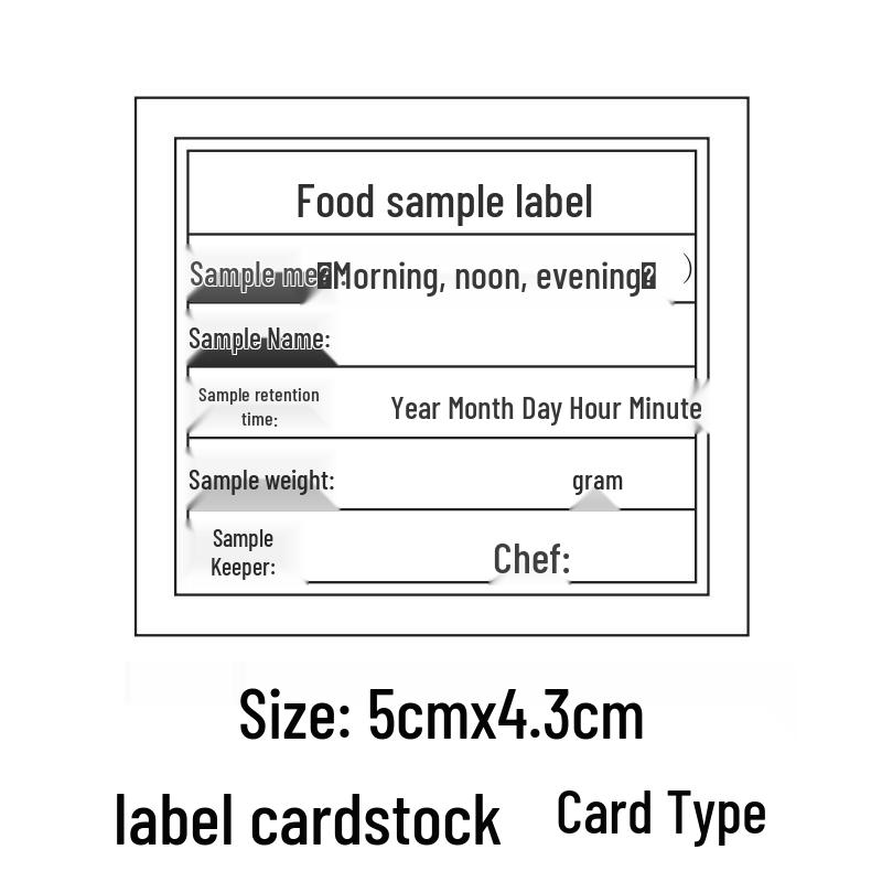 Self-Adhesive Food Sample Retention Label for School Canteens