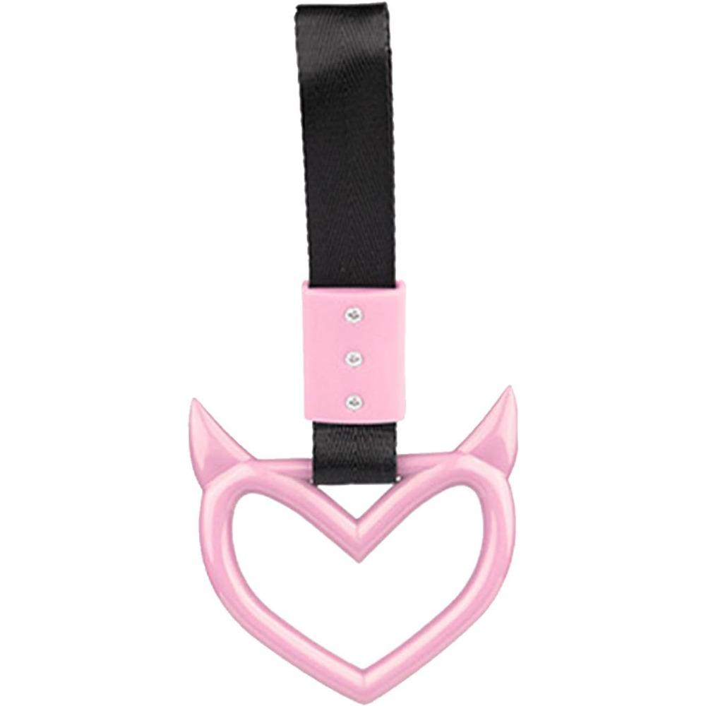 2Pieces Devil Heart Handle Ring, Rear Bumper Warning Grab Handle Ring for Cars,Cute Heart-Shaped Warning Loops