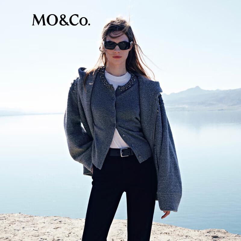 MO&Co. 2024 Autumn Merino Wool & Cashmere Beaded Knitted Cardigan