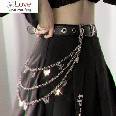 Punk Street Butterfly Belt Waist Chain Male Women Pants Chain Multi Layer Hiphop Hook Trousers Keychain Jewelry
