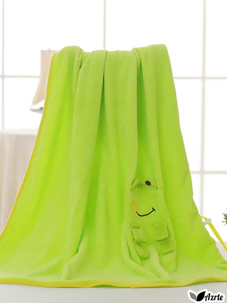 Azrte Large Animal Warm Fleece with Ribbon Cute Frog Pillowcase Blanket, Wrap, Throw,