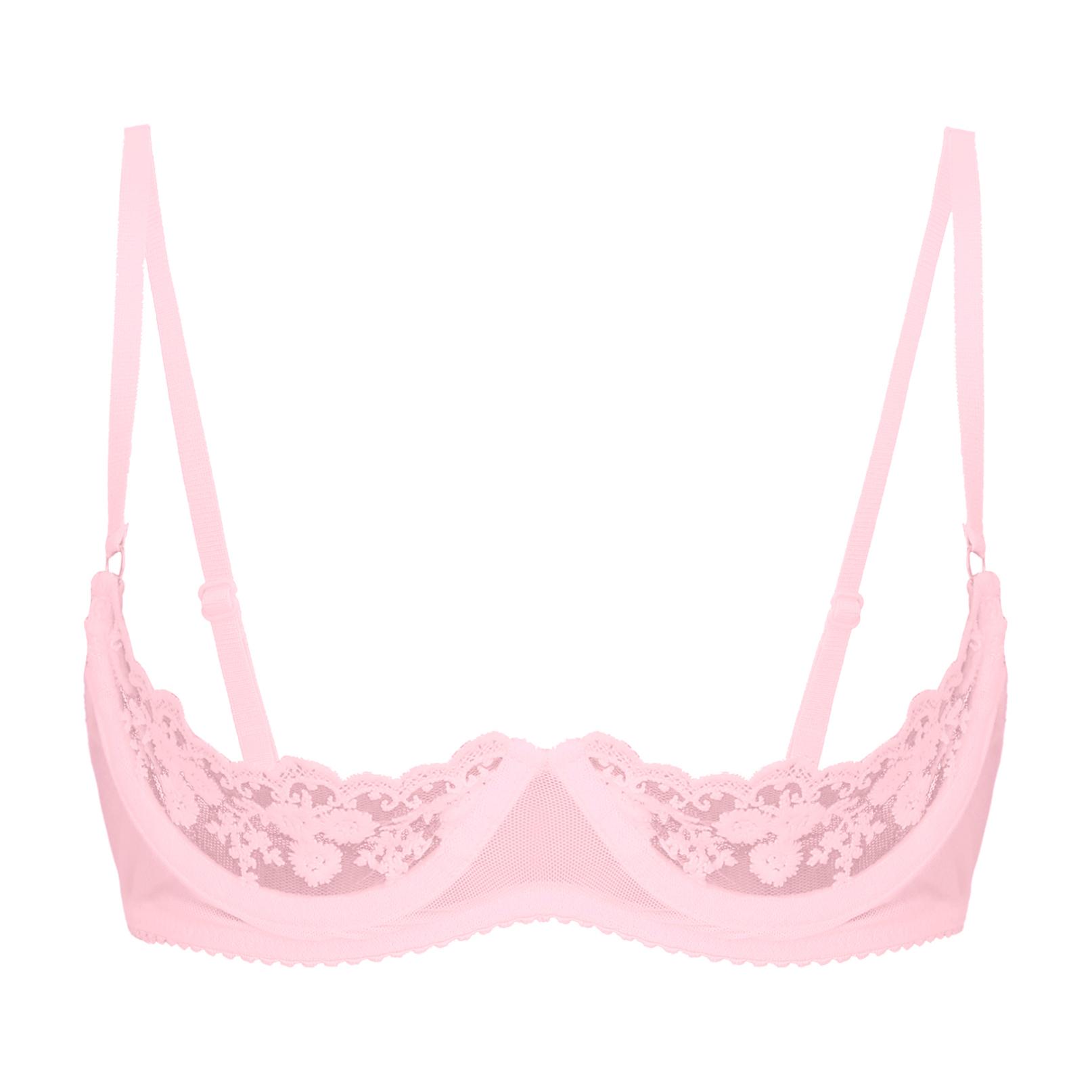 Reggiseno push-up a balconcino da donna in pizzo taglie forti, con ferretto trasparente S