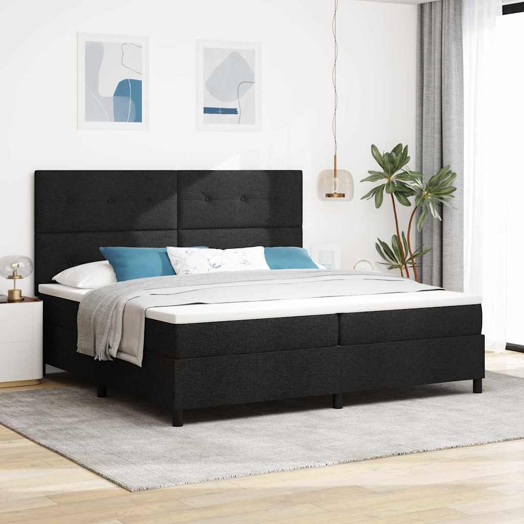 Boxspring Bed with Headboard Black 200 x 200 cm Fabric