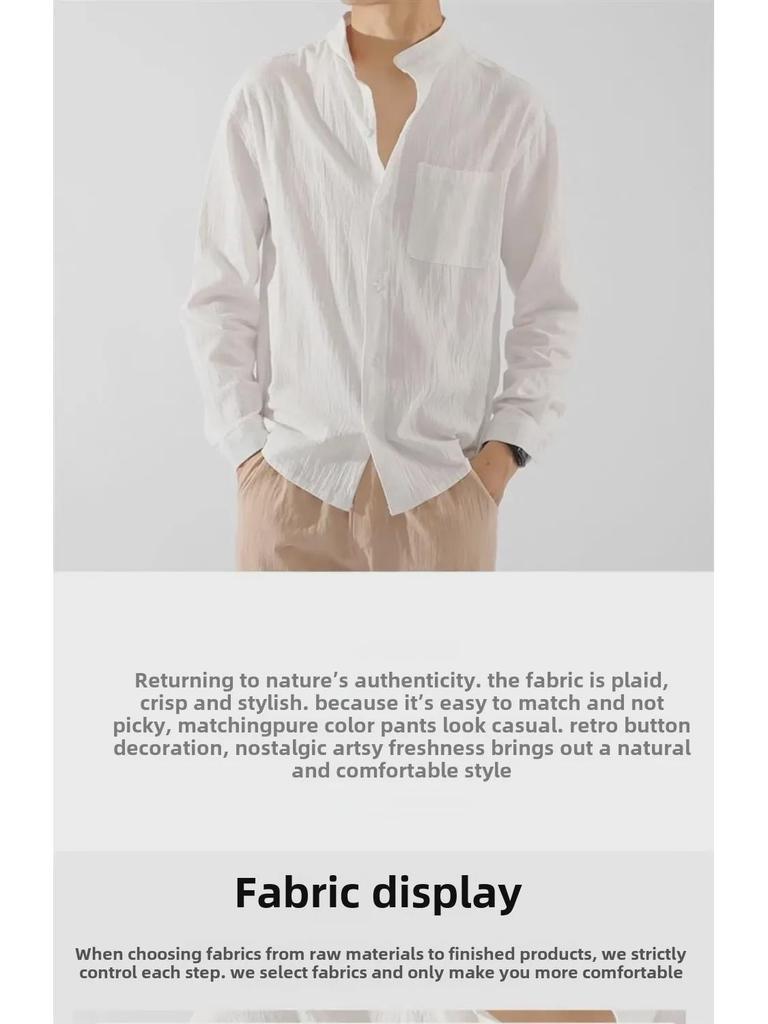 Men's Long Sleeve Linen Shirt - Autumn Chinese Style, Loose Fit, Cotton and Linen Casual Jacket