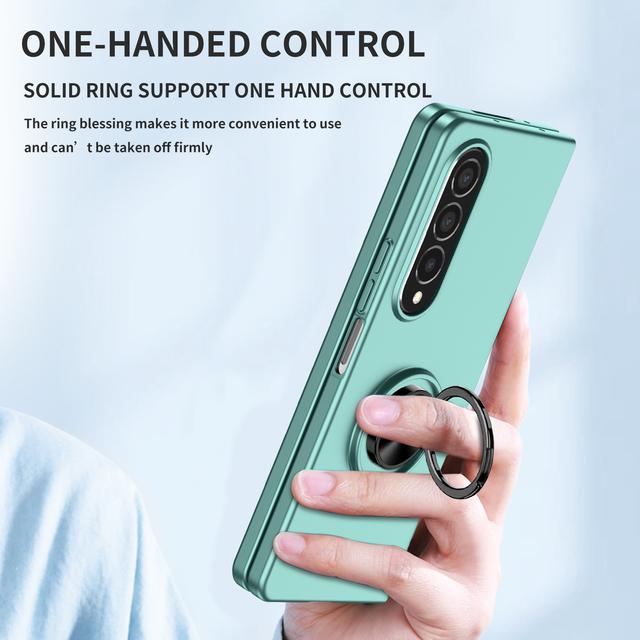 Anti -Drop Finger Ring Plain Phone Case For Samsung Galaxy Z Fold4 5g Fold 4 Fold2 Fold3 Fold 2 3 Fall Protection Cover Cases