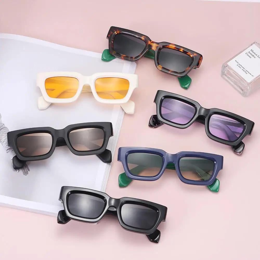 Fashion Rectangle Sunglasses Women Men Y2K Retro Eyewear Male Sun Glasses Thick Frame Vintage Shades UV400 Gafas De Sol