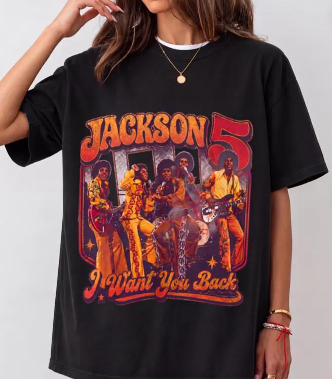 Michael Jackson Jackson 5 T-shirt Graphique Vintage Rétro Oversize T-shirt de Groupe