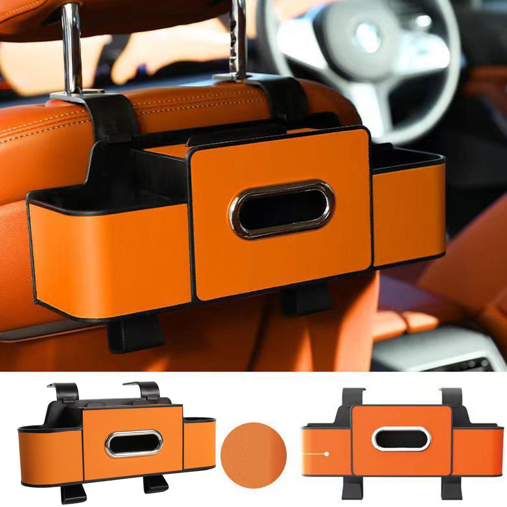 4In1 Backseat Storage Box with Tissue & Cup Holder Auto Seat Back Storage Case Universal Car Interior Organizer Auto Accessories