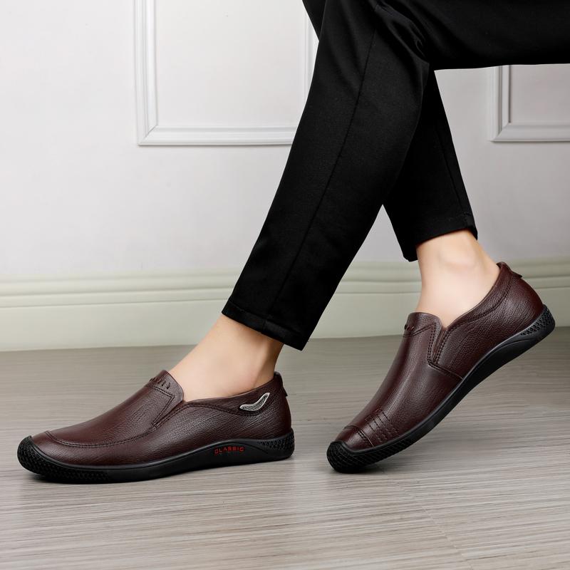 New Men Loafers Fashion Genuine Leather Casual Flat Slip - On Driving Footwear Boat Shoes Comfortable Lazy Male Shoes