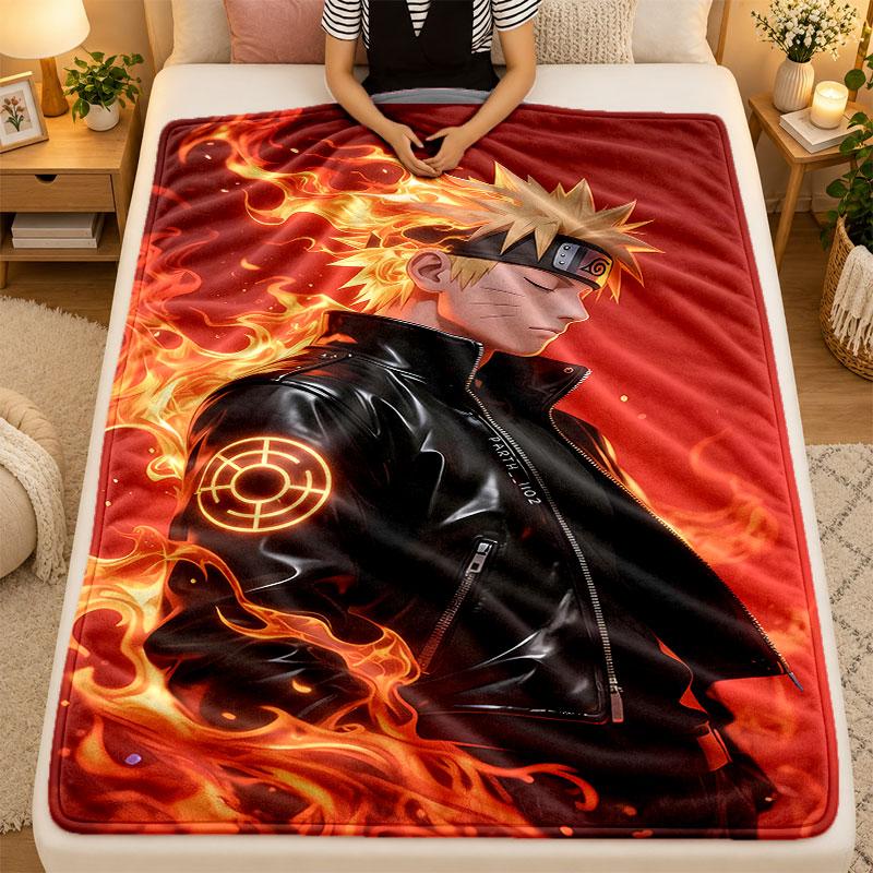 Flannel BlanketNaruto Uzumaki Warm Soft Throw Blanket for Indoor Sofa Bed Living Room Use