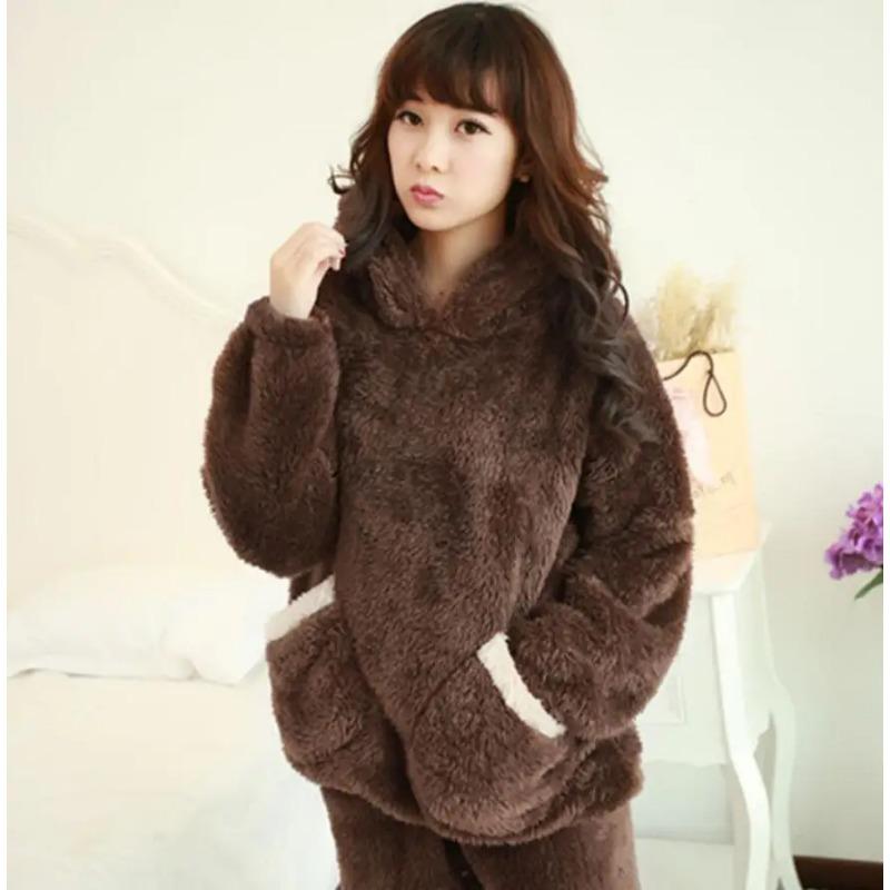Winter Thick Warm Flannel Pajamas Sets for Women Sleepwear Home Clothing Pajama Home Wear Pyjamas Set