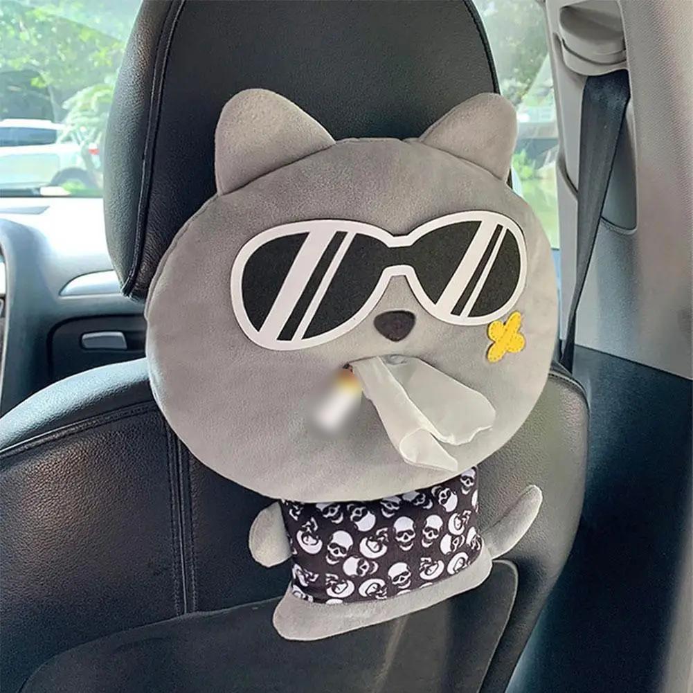 Cute Cartoon Car Tissue Box Creative Short Plush Tissue Box for Car Armrest Box Car Tissue Boxes For The Car Napkin Box Sto