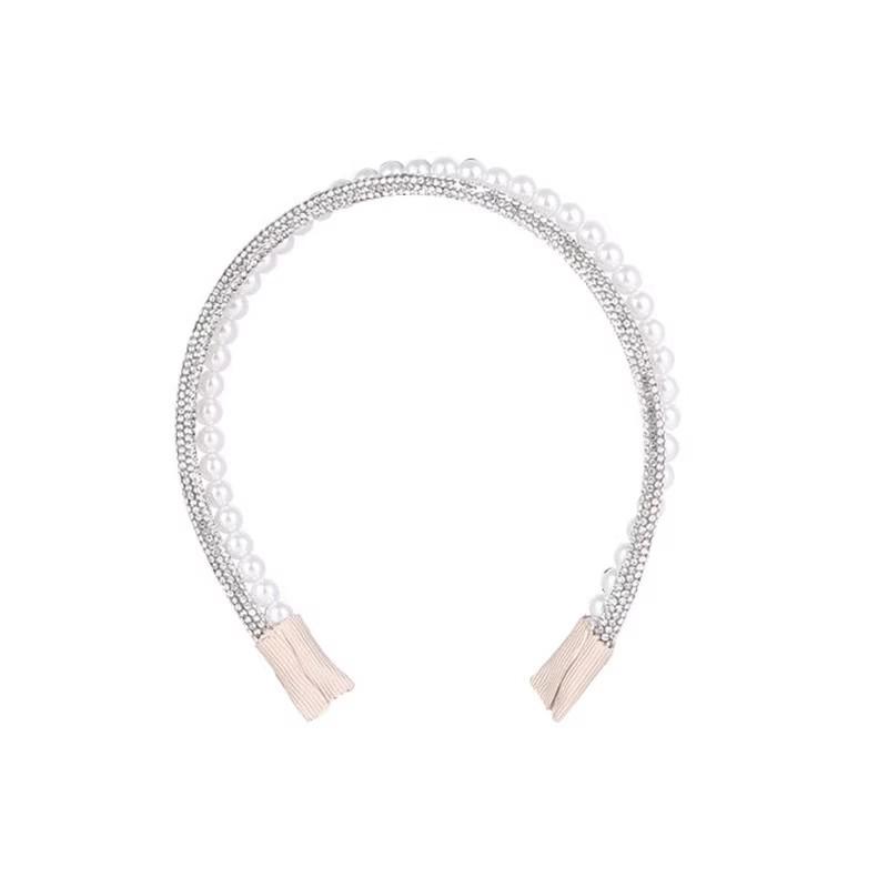 INS Fashion Double-Layer Faux Pearl & Rhinestone Headband: Elegant, Diamond-Studded, Versatile Accessory for Women