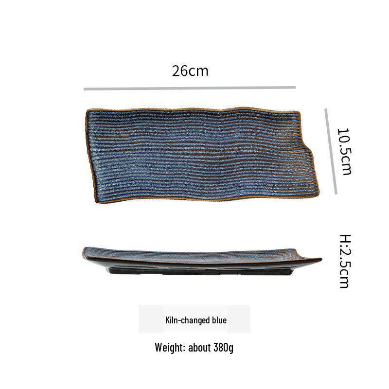 Retro Rectangular Ceramic Sushi Plate - Japanese Sashimi Tableware for Hotels and Restaurants