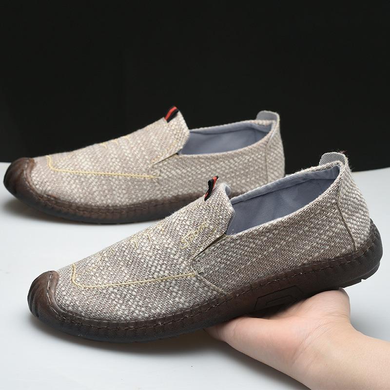 Summer cloth shoes men's handmade sole beef tendon sole non-slip one pedal casual breathable medium and old shoes