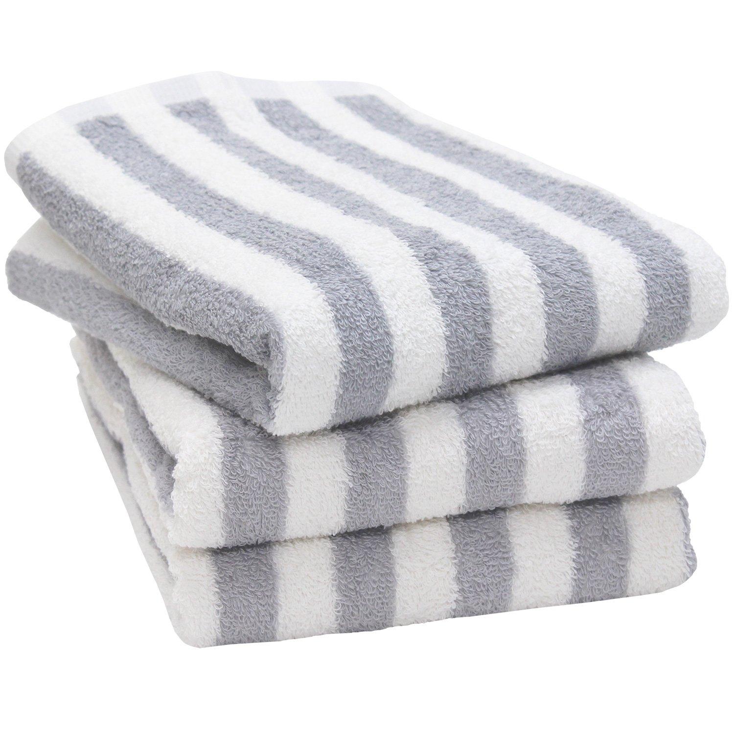 

hiorie Made in Japan Large Face 40 x 100 Set of Thick Instant Absorbency (Hiorie) Towels, Approx. cm, Hotel-Style Towels, 3, Stripes, Gray,