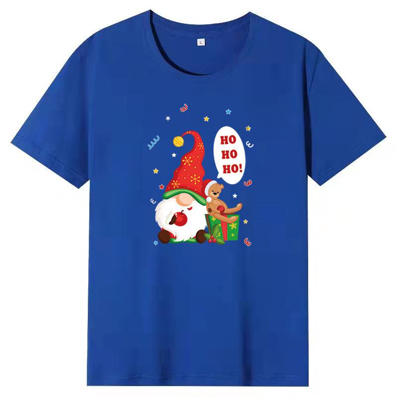 Weihnachts-Stil Lockeres Rundhals-Basisshirt mit Weihnachtsmann-Druck Reine Baumwolle Kurzarm-T-Shirts Herren