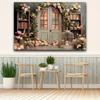 2D Vintage Door Floral Tapestry, Pink Rose Arch Backdrop for Wedding, Bridal Shower, Engagement & Photoshoot