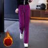 Samt Gepolsterte Lässige Hosen Damen Herbst Winter Hohe Taille Cordhosen Damen Große Größen Gerade Hosen Damen