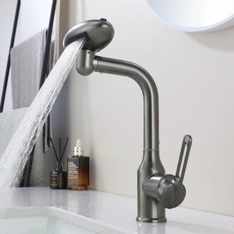 4 Modes Gray Kitchen Faucet Waterfall Stream Sprayer Head Sink Mixer Water Tap Accessories Chrome Hot and Cold Kitchen Faucet