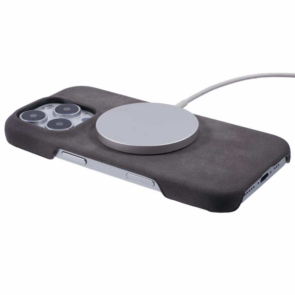 For iPhone 16 Pro Case Compatible with MagSafe Skin-Touch Leather+PC Back Cover