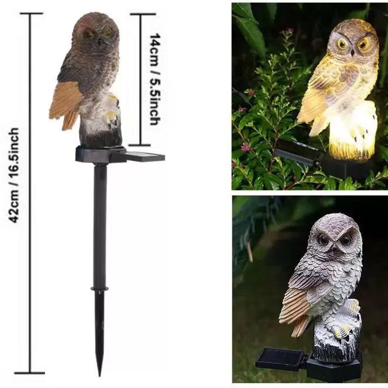 

Солнечный светильник в форме совы, водонепроницаемый, для наружного садового декора, светодиодная лампа для газона, для дорожки, патио, ландшафта коричневый