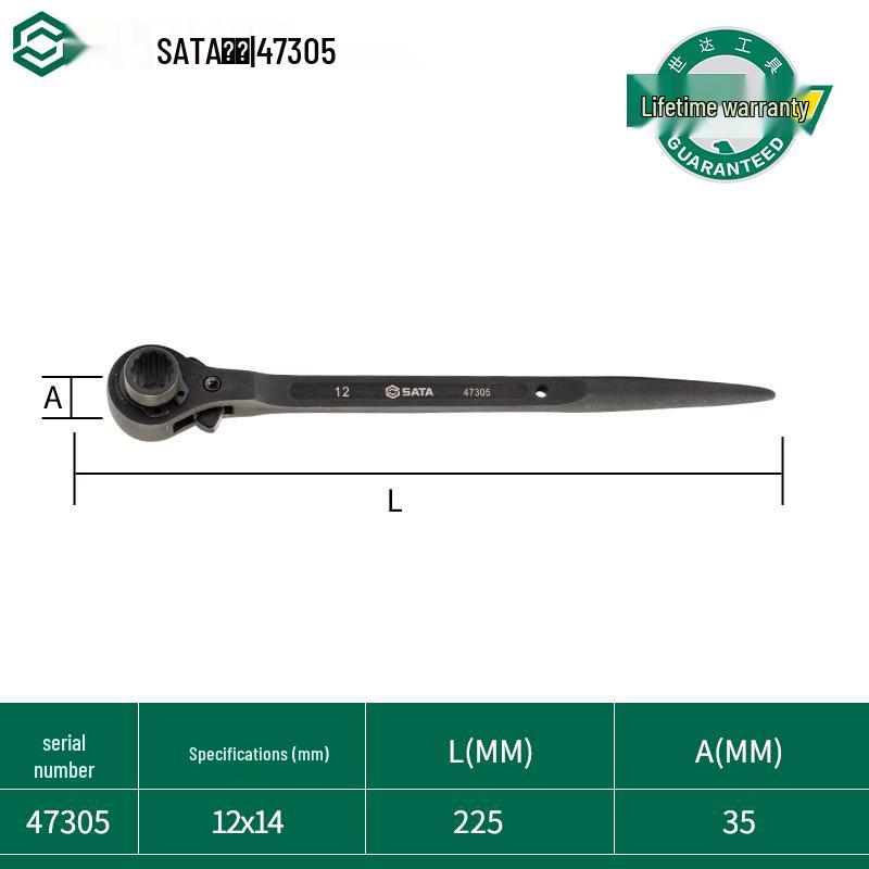 Sata Pointed Tail Ratchet Wrench: Quick, Efficient, Multifunctional Bidirectional Spline Socket Tool for Auto Repair