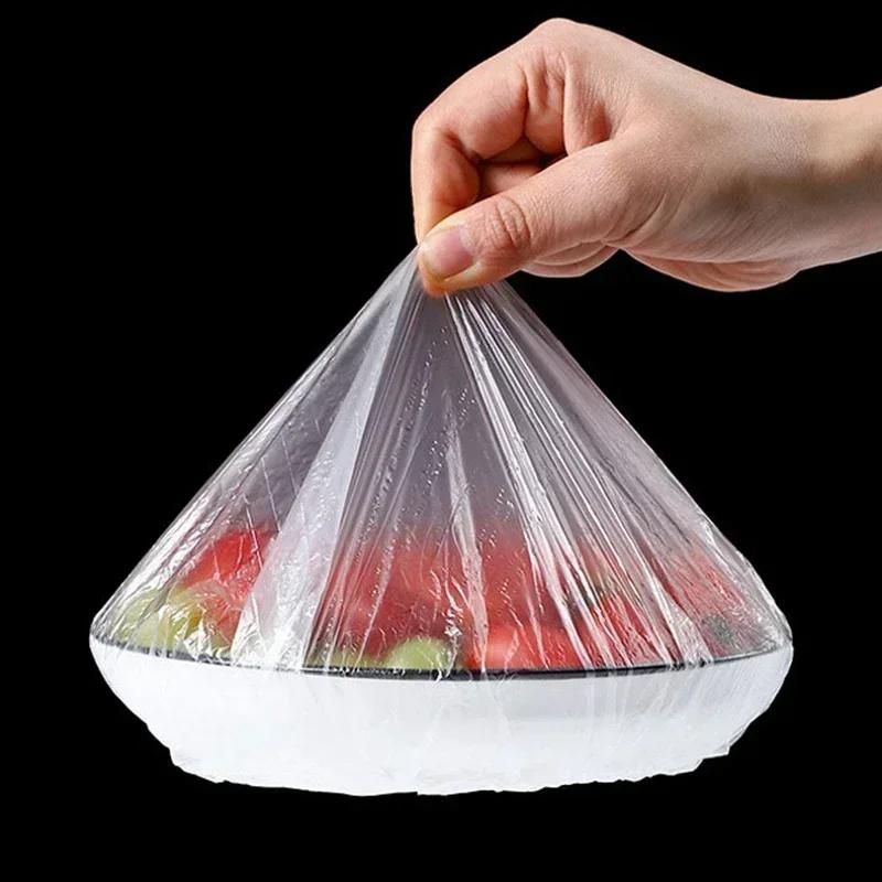 100-300PCS-Disposable Food Cover Elastic Plastic Wrap Food Grade Lids Shoe Cover Shower Headgear Food Fresh Saver Bag Dust Cover