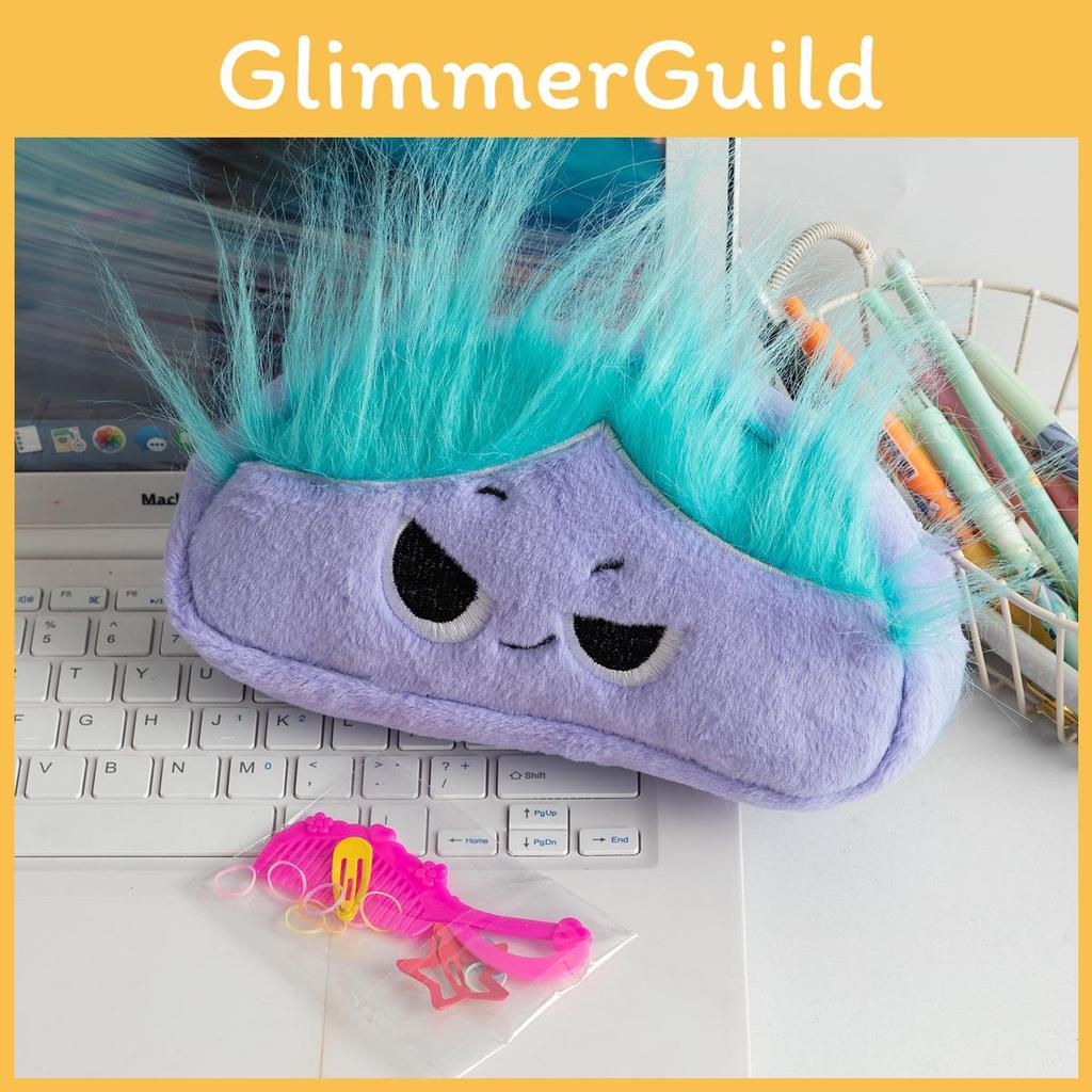 Cartoon Plush Pen Bag With Large Capacity For Students And Office Supplies