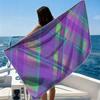 Purple -Plaid Beach Towel Ultra-fine Fiber Quick Drying Absorbent Beach Swimming Vacationvacation Essentials Gifts