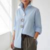 Solid Color Long Sleeve Polo Shirt With Metal Buttons For Summer