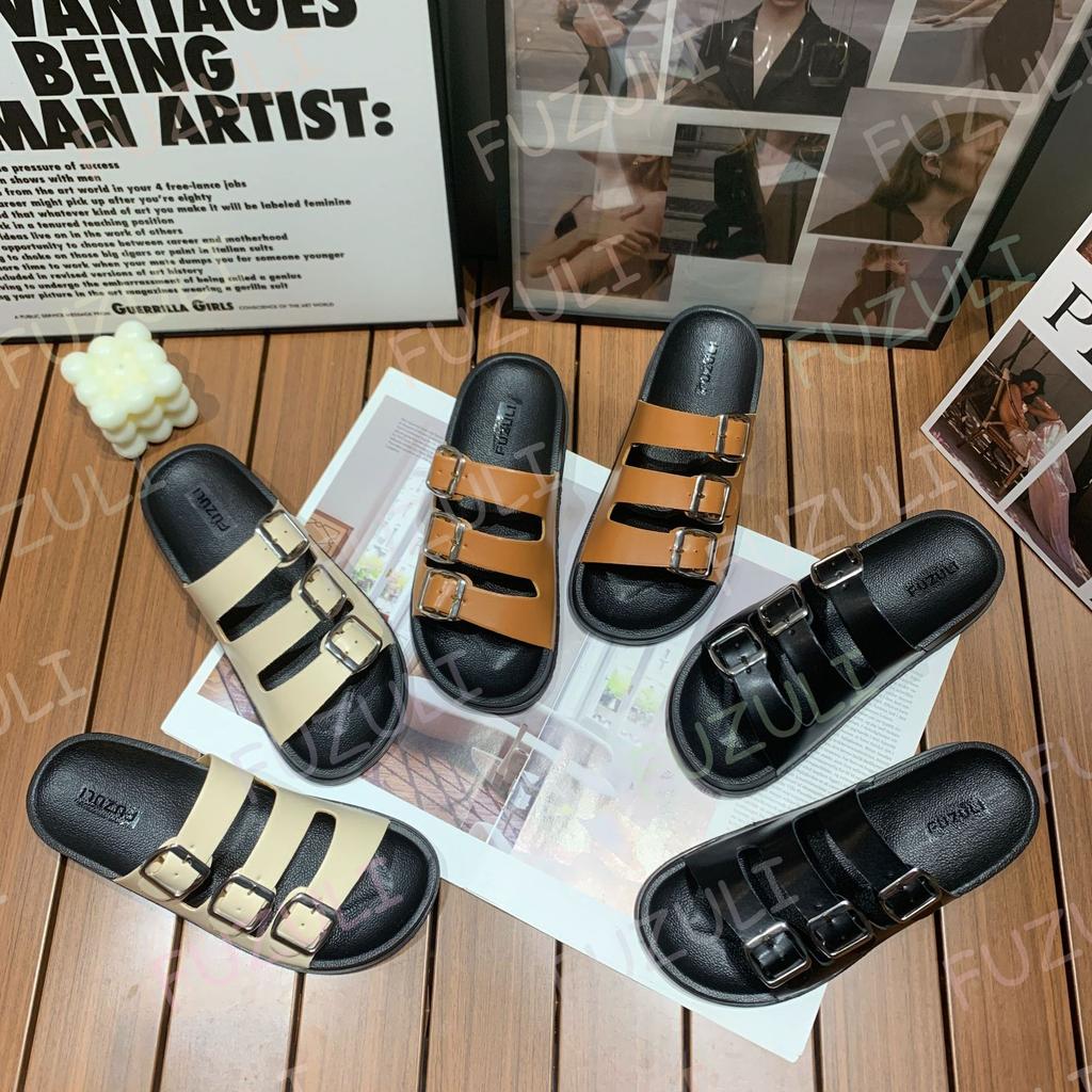 New thick-soled slippers women's summer fashion outside cool slippers three-breasted Internet celebrity sweet wind beach sandals