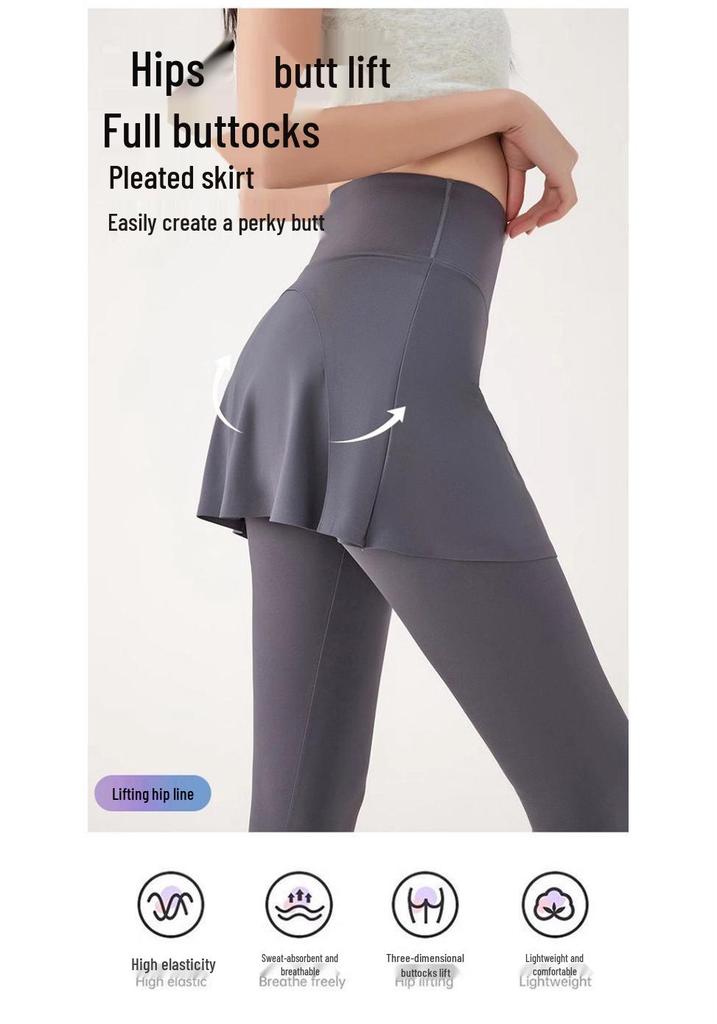 Leggings con Falda para Yoga y Pilates para Mujer Petite con Diseño de Dos Piezas Falsas