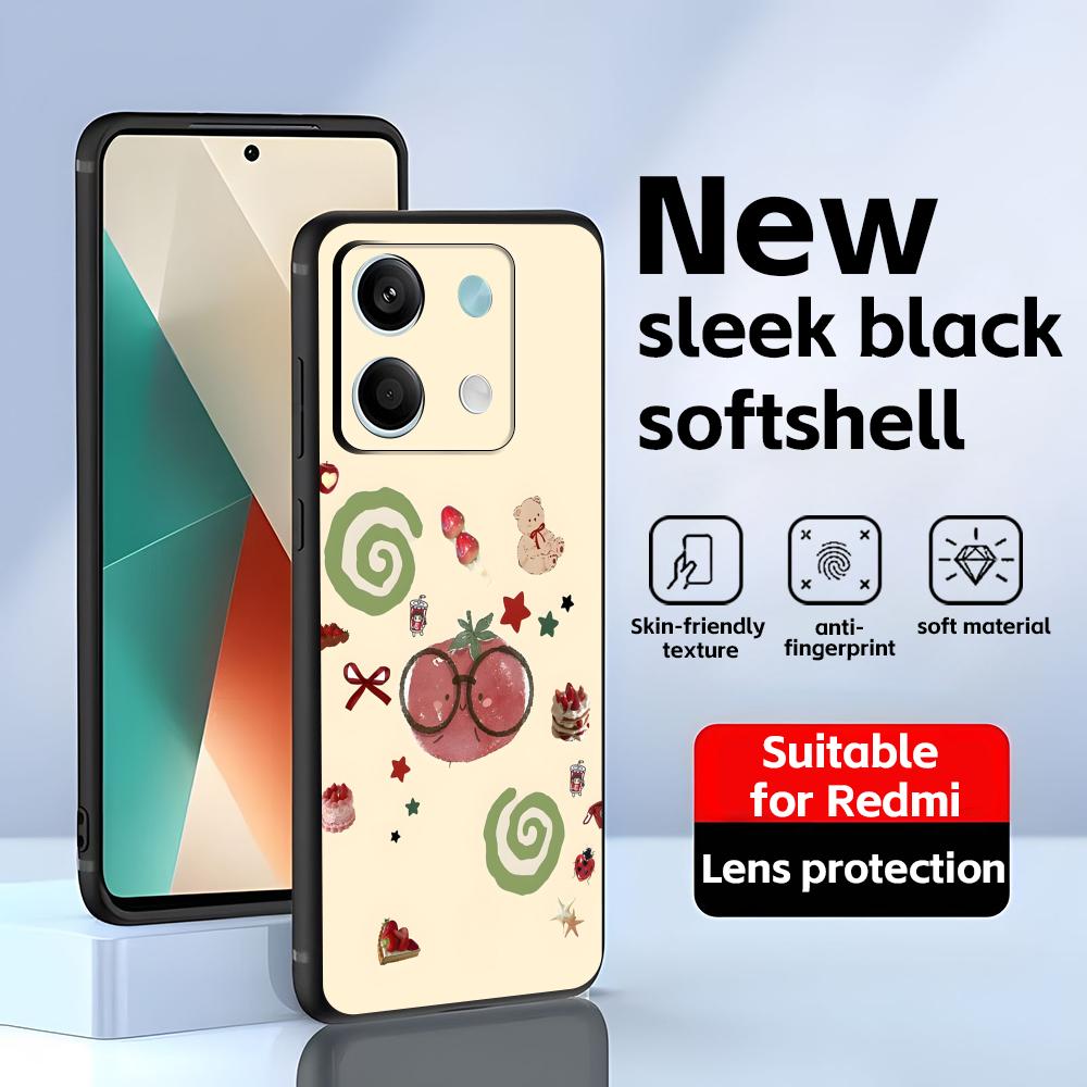 Fruit Art Images Phone Case For Redmi Note 14 13 12 11 Pro Plus S 5G 14C A3 Soft Black Phone Cover
