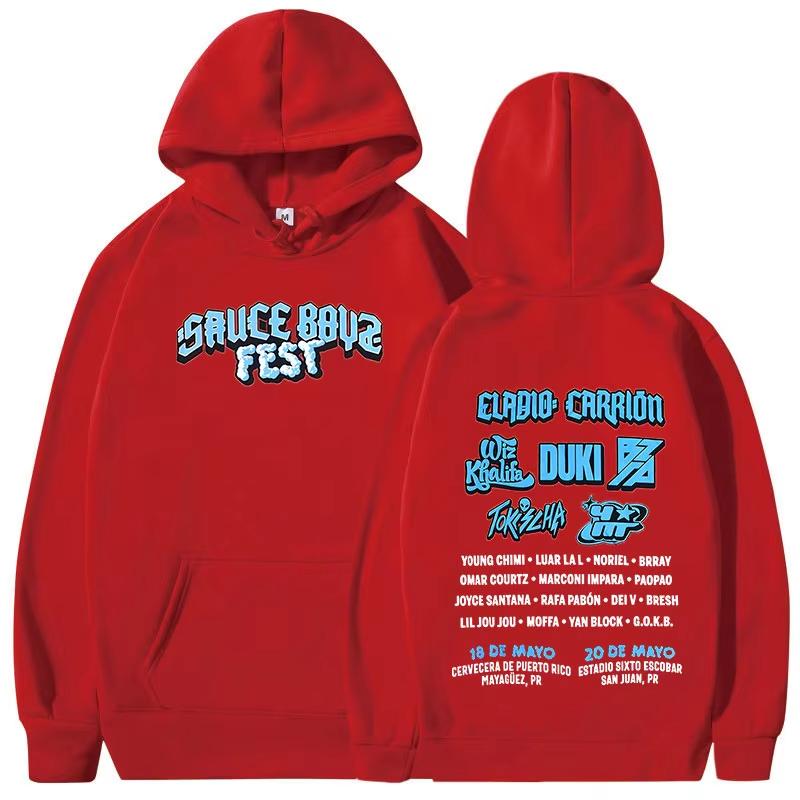 Rapper Eladio Carrion Sauce Boyz Fest Merch Hoodie, Unisex Clothing Fashion Long Sleeve Pullover Loose Hooded Sweatshirt Hoodies