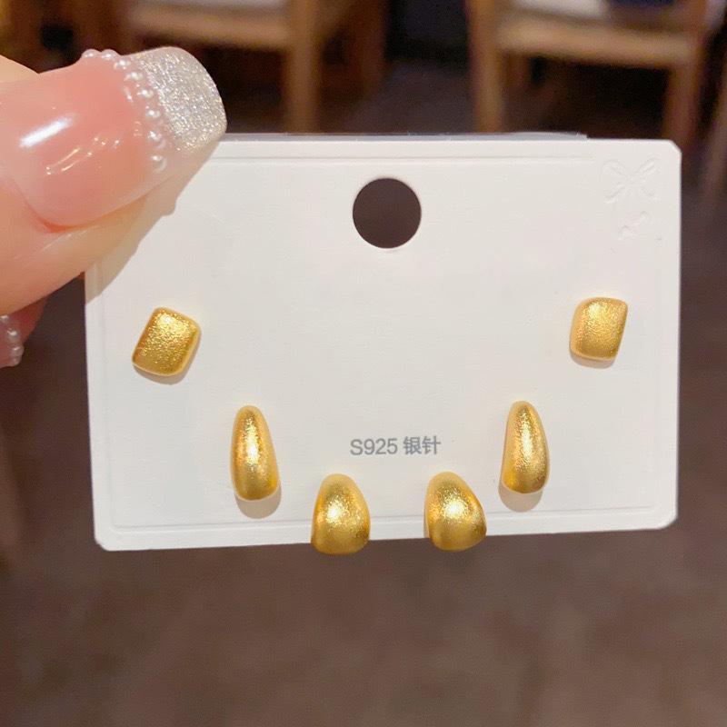 Cartoon geometric earrings light luxury fashion versatile stud earrings temperament versatile high sense niche design earrings