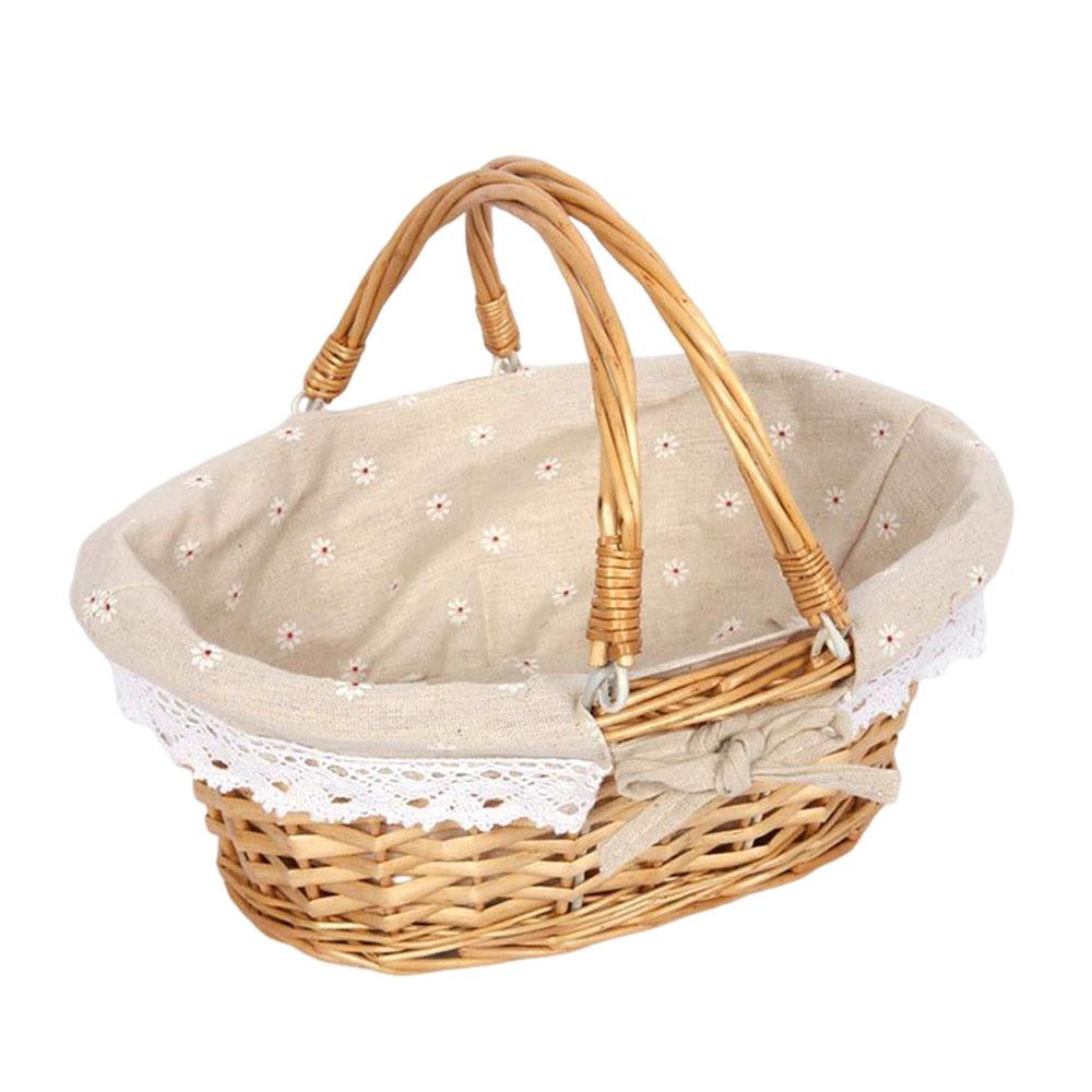Multoclor Wicker Picnic Basket with Handle Large Capacity Wicker Woven Basket Weaving Design Handicraft Hand Basket
