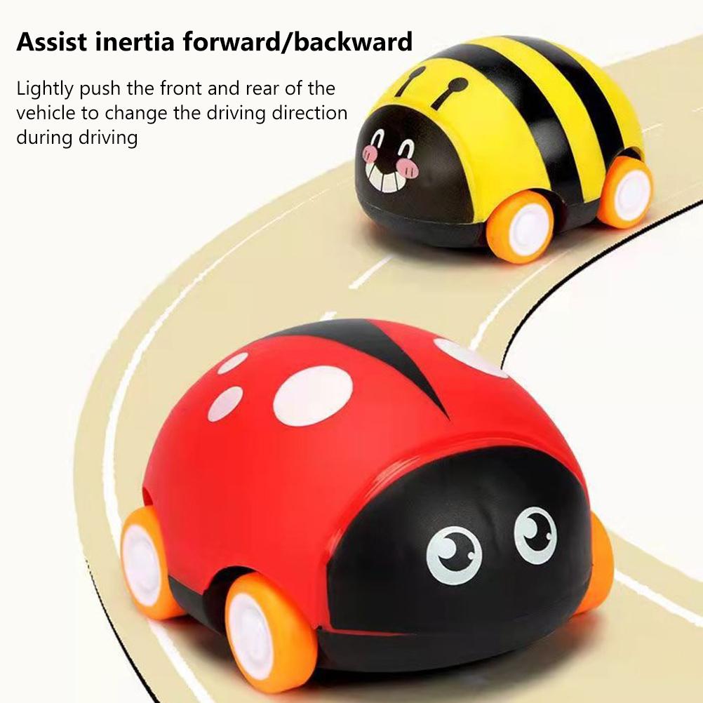 Tegneserie Insekt Friksjon Treghetsleketøybil for Barn Dobbeltsidige Trekk-tilbake-biler Leker med Lys Tidlig
