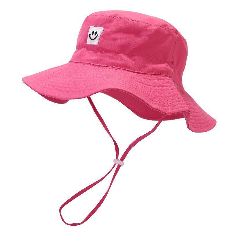 Baby Mädchen Kinder Sonnenhut mit einfarbigem lächelndem Gesicht Stickerei Design für Sommer Outdoor Schutz