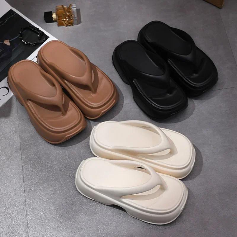 Fashion Platform Women's Flip-flops Casual Women's Slippers Soft Soles Summer Flat Sandals Outdoor Thick Soles Non-slip Beach Shoes