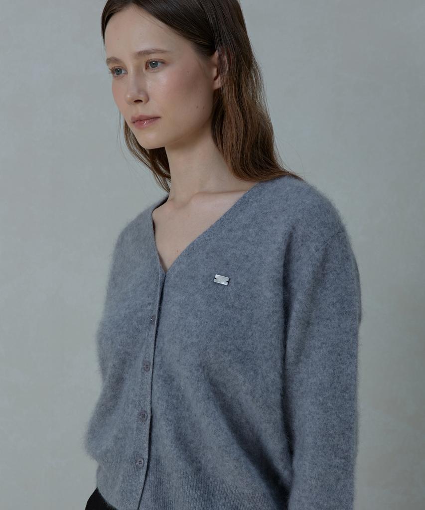 Aheule Noelle Wholegarment Cashmere Wool Cardigan_Grey