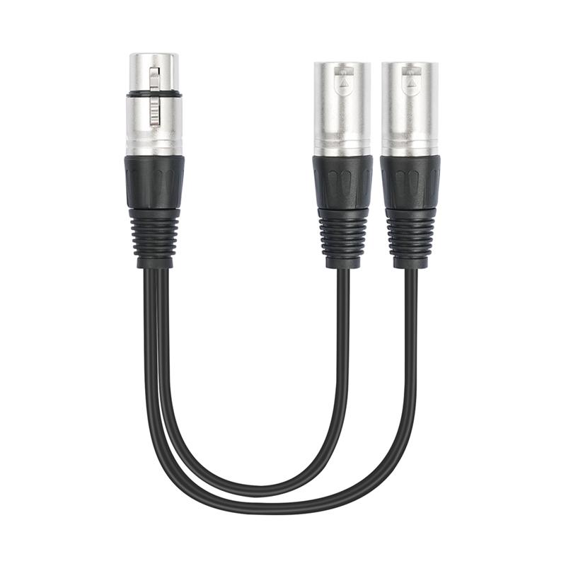 

C-Convenient-30Cm 3 Pin XLR Female To Double Male Y Splitter Cable,Microphone Splitter Cord Audio Adaptor чорний