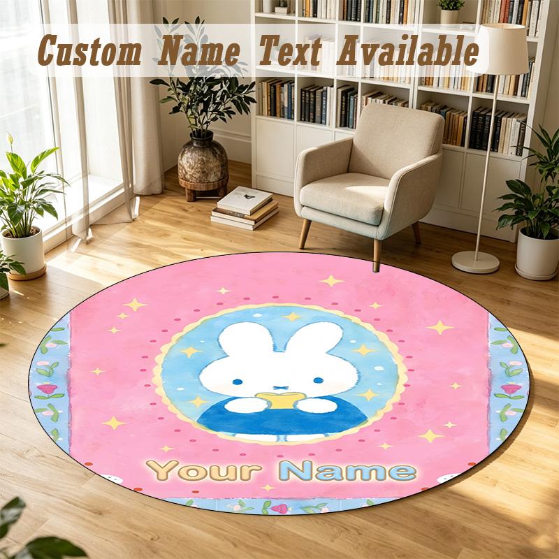Round Rug Custom NameMiffy Pattern Non Slip Carpet Home Floor Decor
