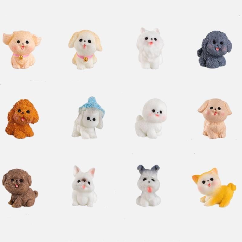 Cute Resin Dog Figurine Collection Miniature Office Desk Decor Blind Box Set