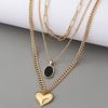 Fashion Heart Shape Multilayer Necklace For Women With Zinc Alloy Pendant